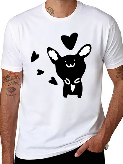 Camiseta Negra Conejito Corazones