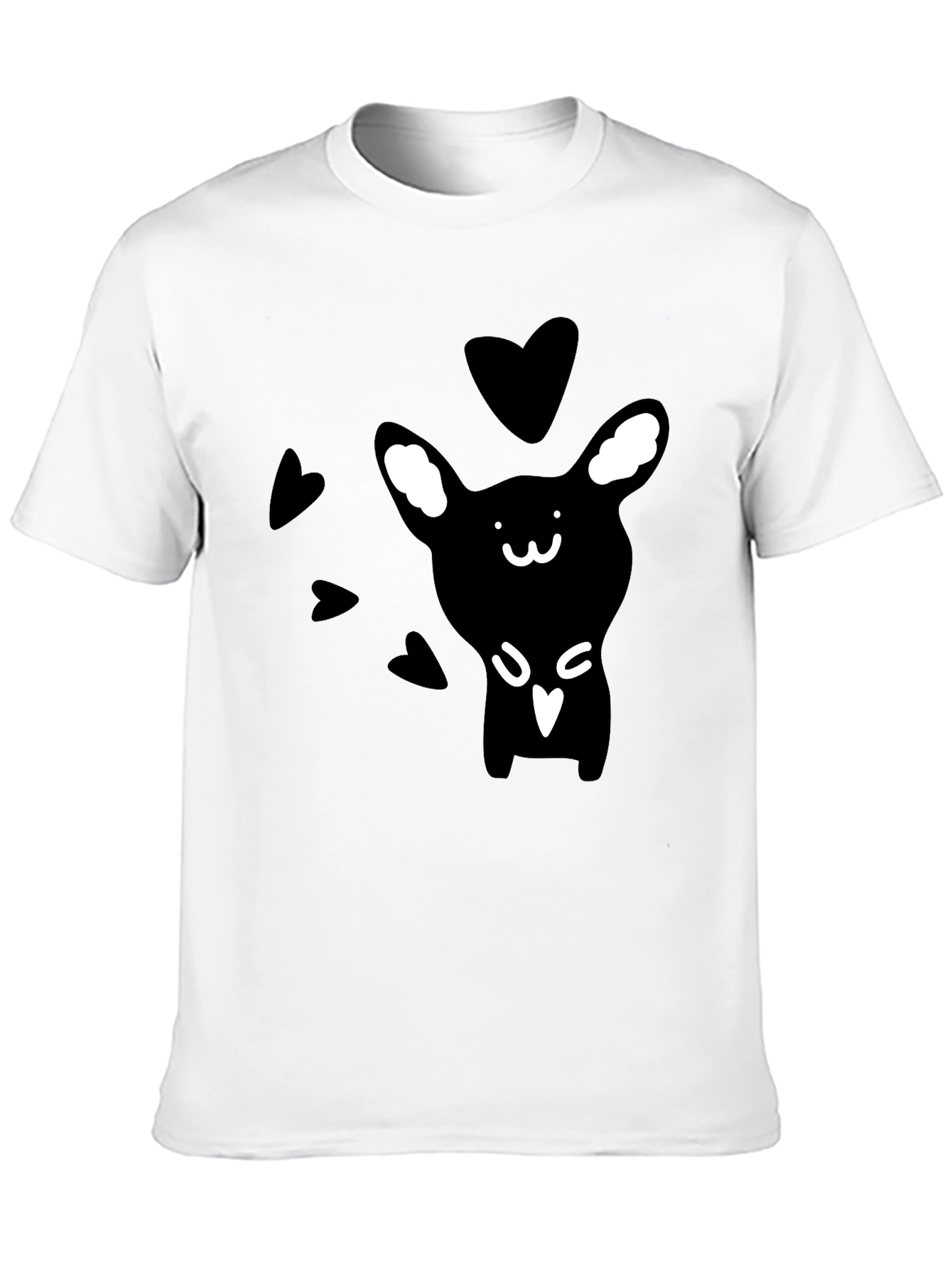 Camiseta Negra Conejito Corazones