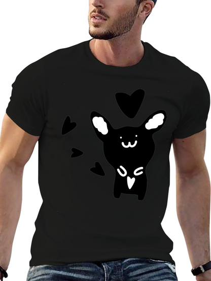 Camiseta Negra Conejito Corazones