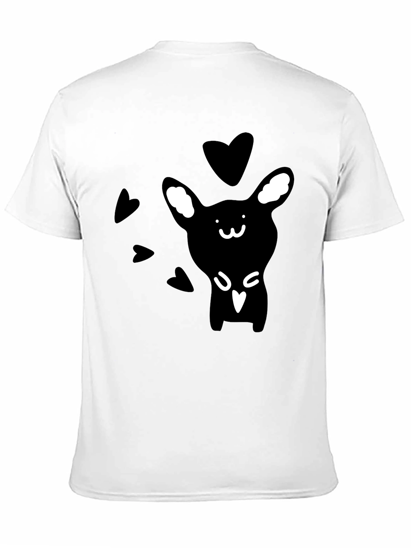 Camiseta Negra Conejito Corazones