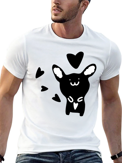 Camiseta Negra Conejito Corazones