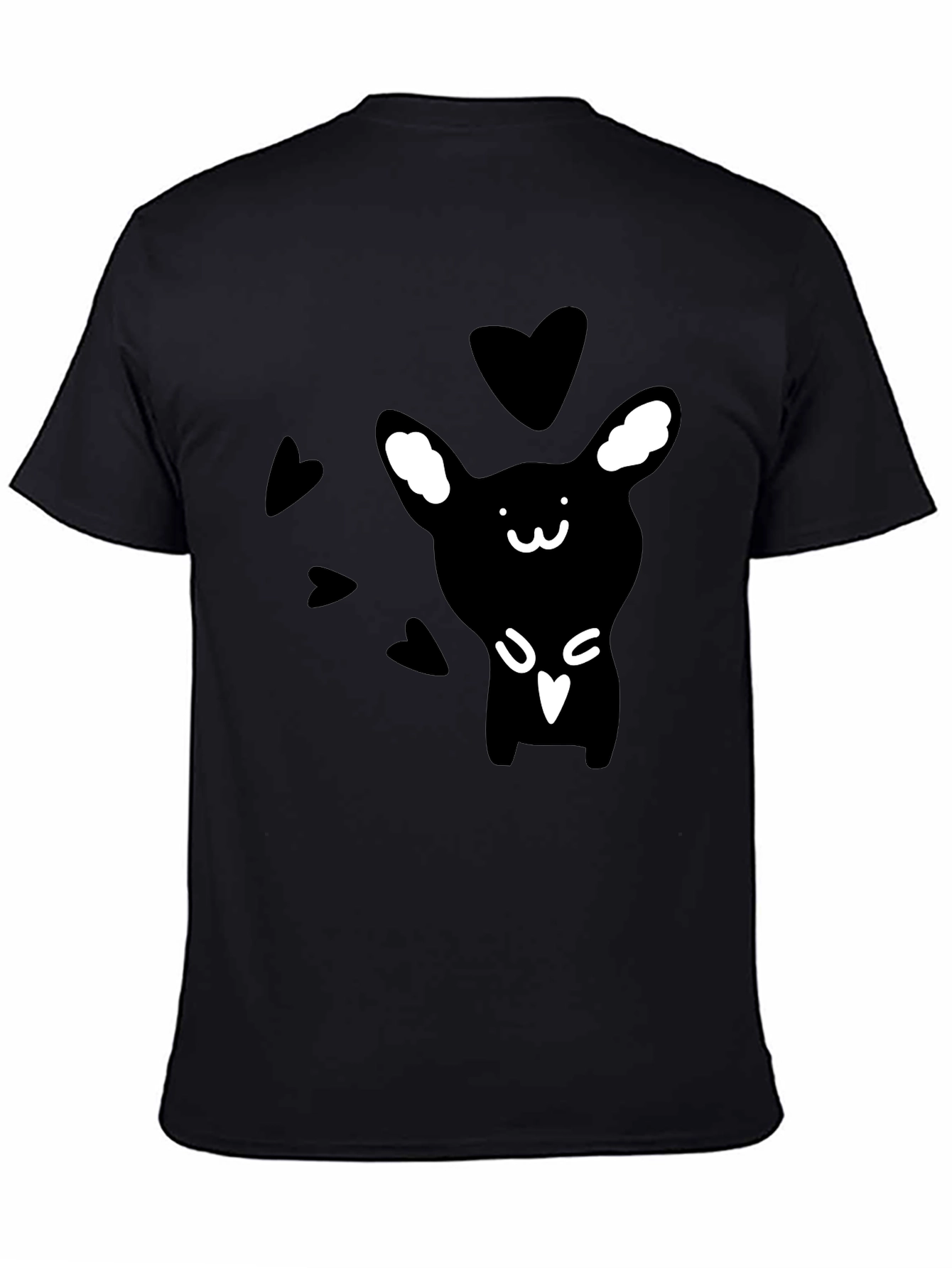 Camiseta Negra Conejito Corazones