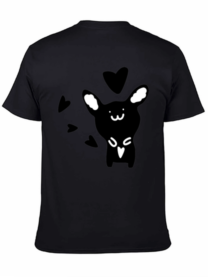 Camiseta Negra Conejito Corazones