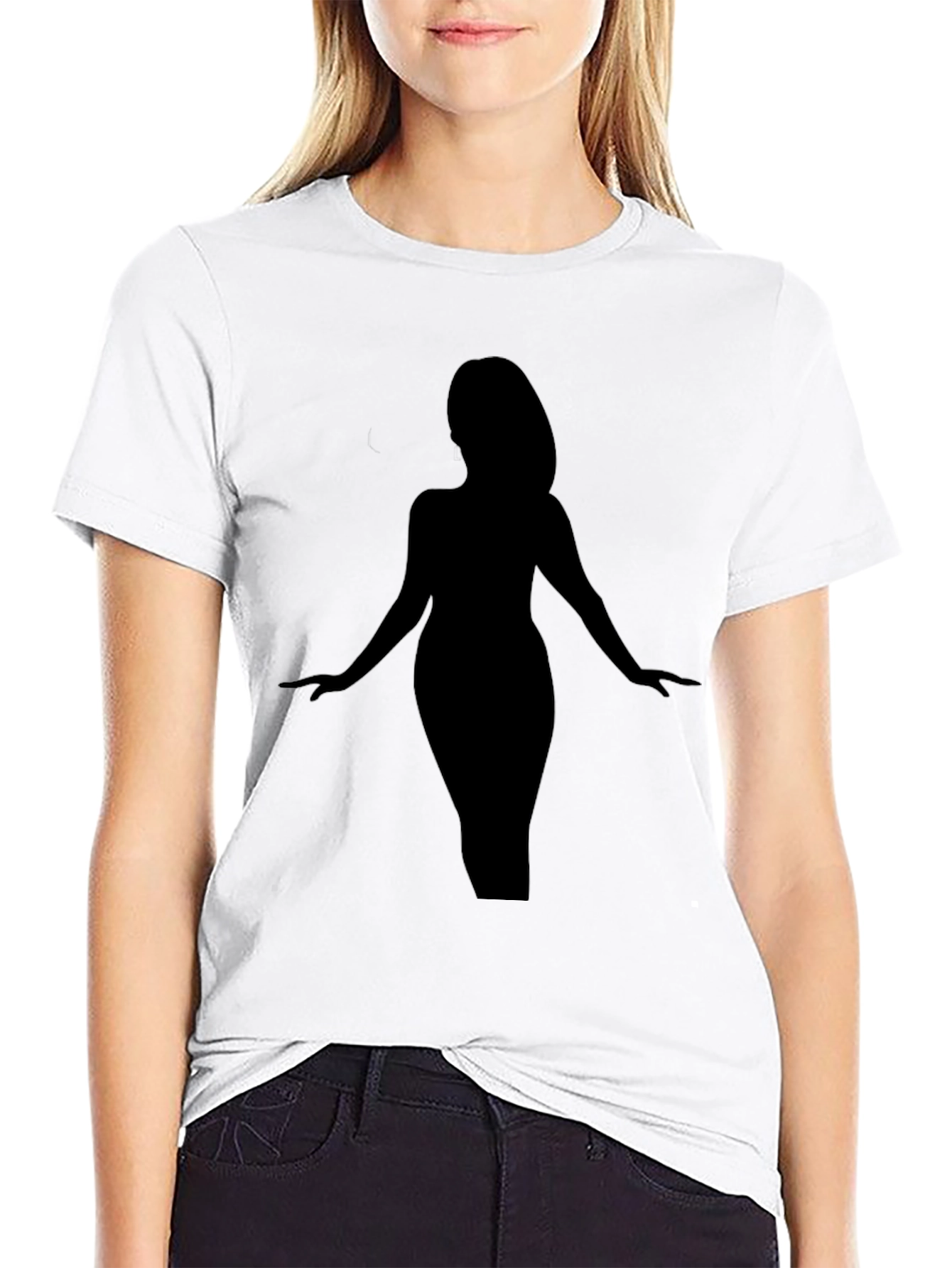 Camiseta Negra Silueta Mujer Elegante