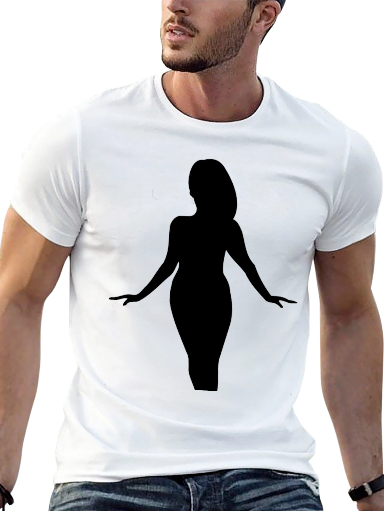 Camiseta Negra Silueta Mujer Elegante