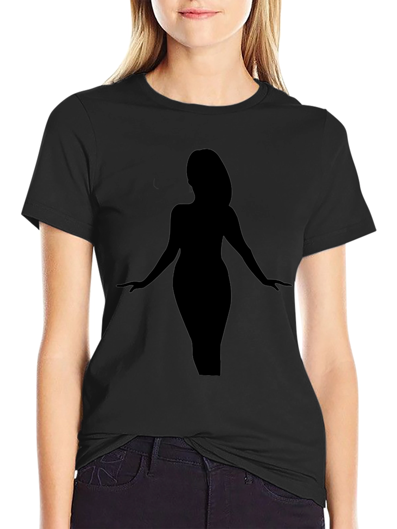Camiseta Negra Silueta Mujer Elegante