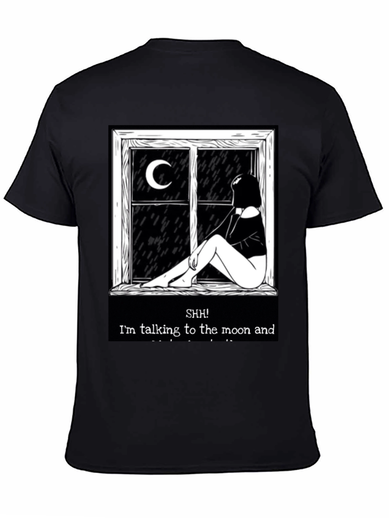 Camiseta Negra: Silencio Hablo con la Luna