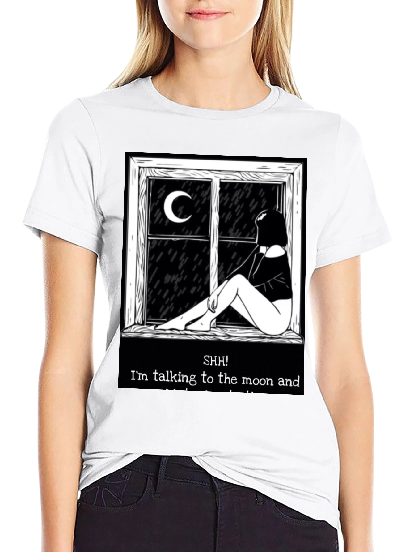 Camiseta Negra: Silencio Hablo con la Luna