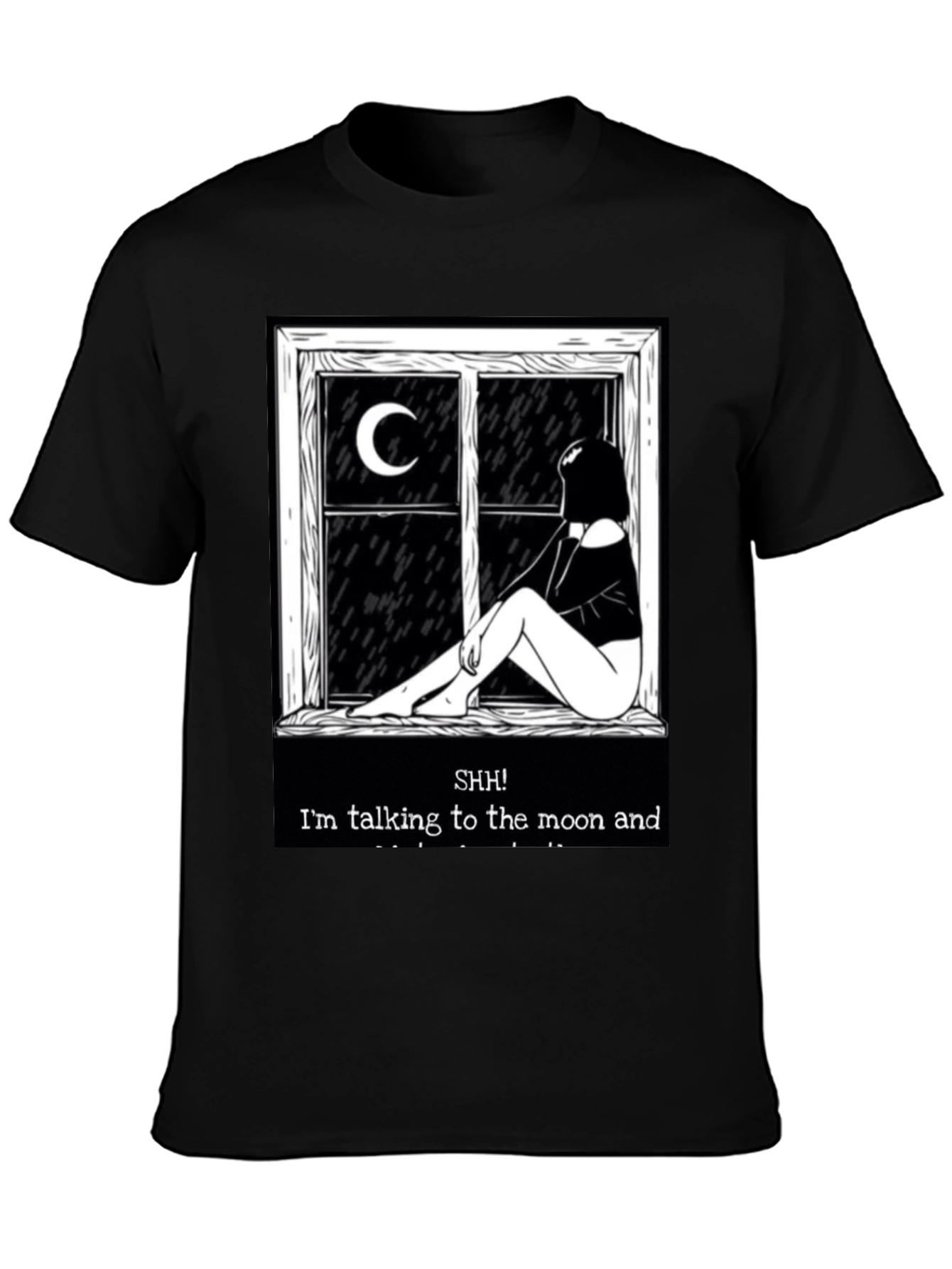 Camiseta Negra: Silencio Hablo con la Luna