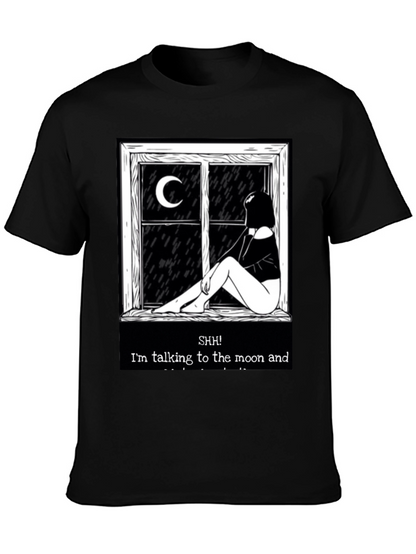 Camiseta Negra: Silencio Hablo con la Luna