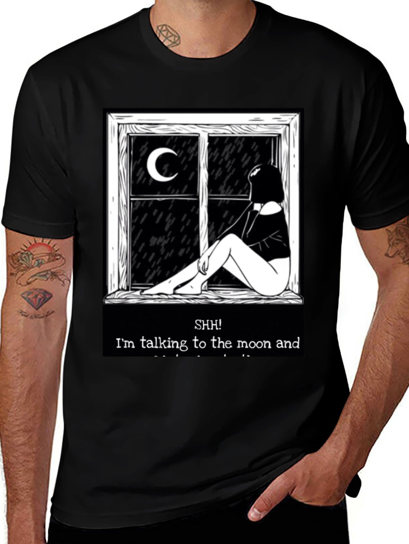 Camiseta Negra: Silencio Hablo con la Luna