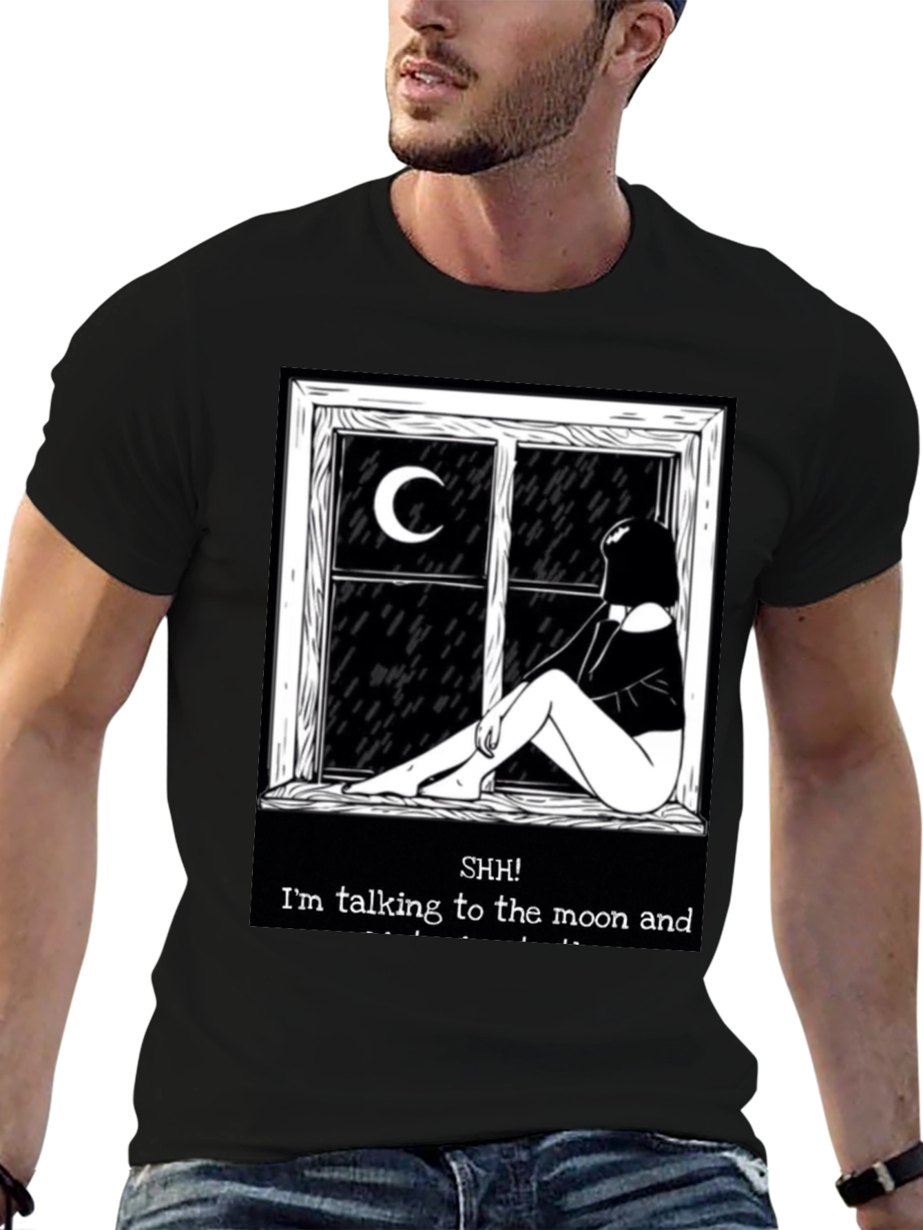 Camiseta Negra: Silencio Hablo con la Luna