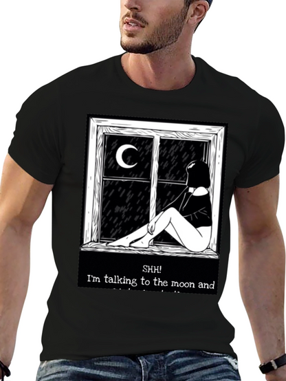 Camiseta Negra: Silencio Hablo con la Luna