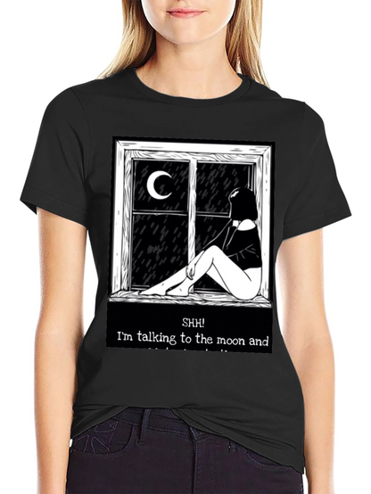 Camiseta Negra: Silencio Hablo con la Luna