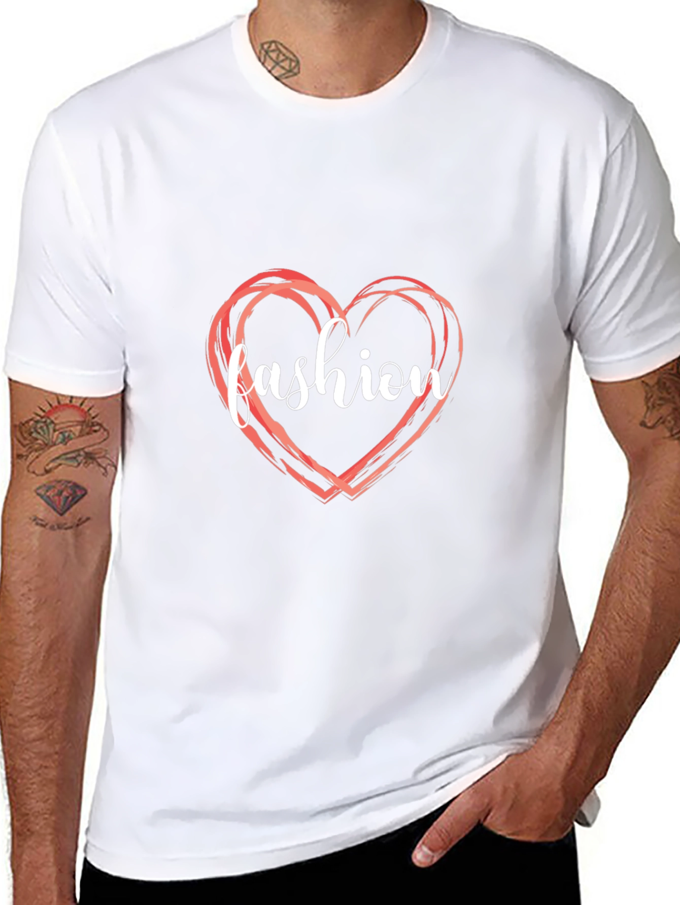Camiseta Negra Fashion Heart para Hombre