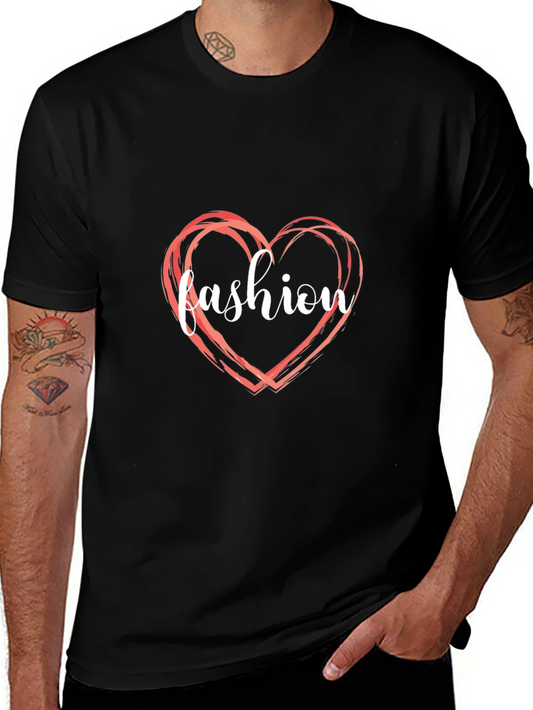 Camiseta Negra Fashion Heart para Hombre