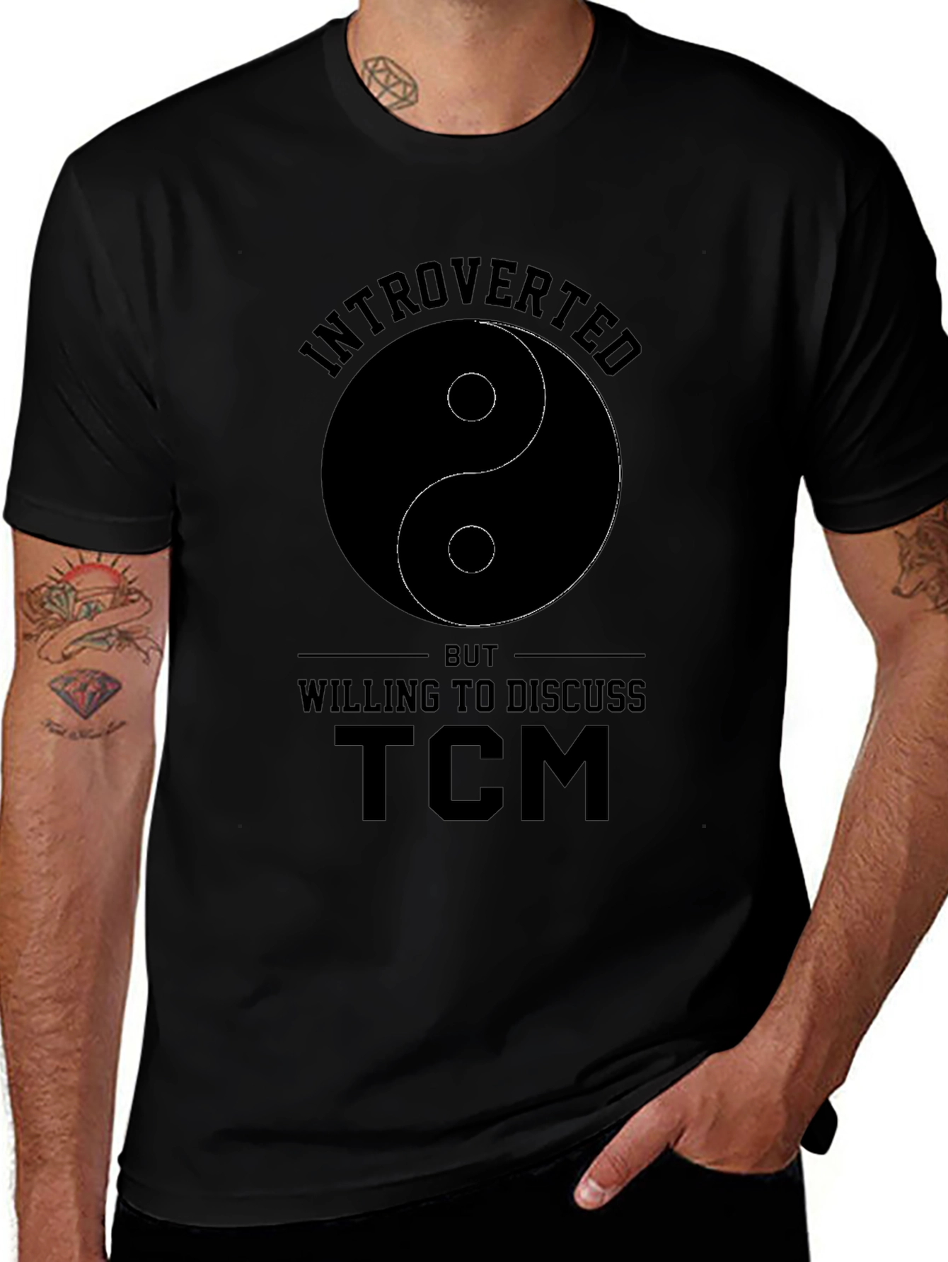 Camiseta Negra Introvertido Yin Yang TCM