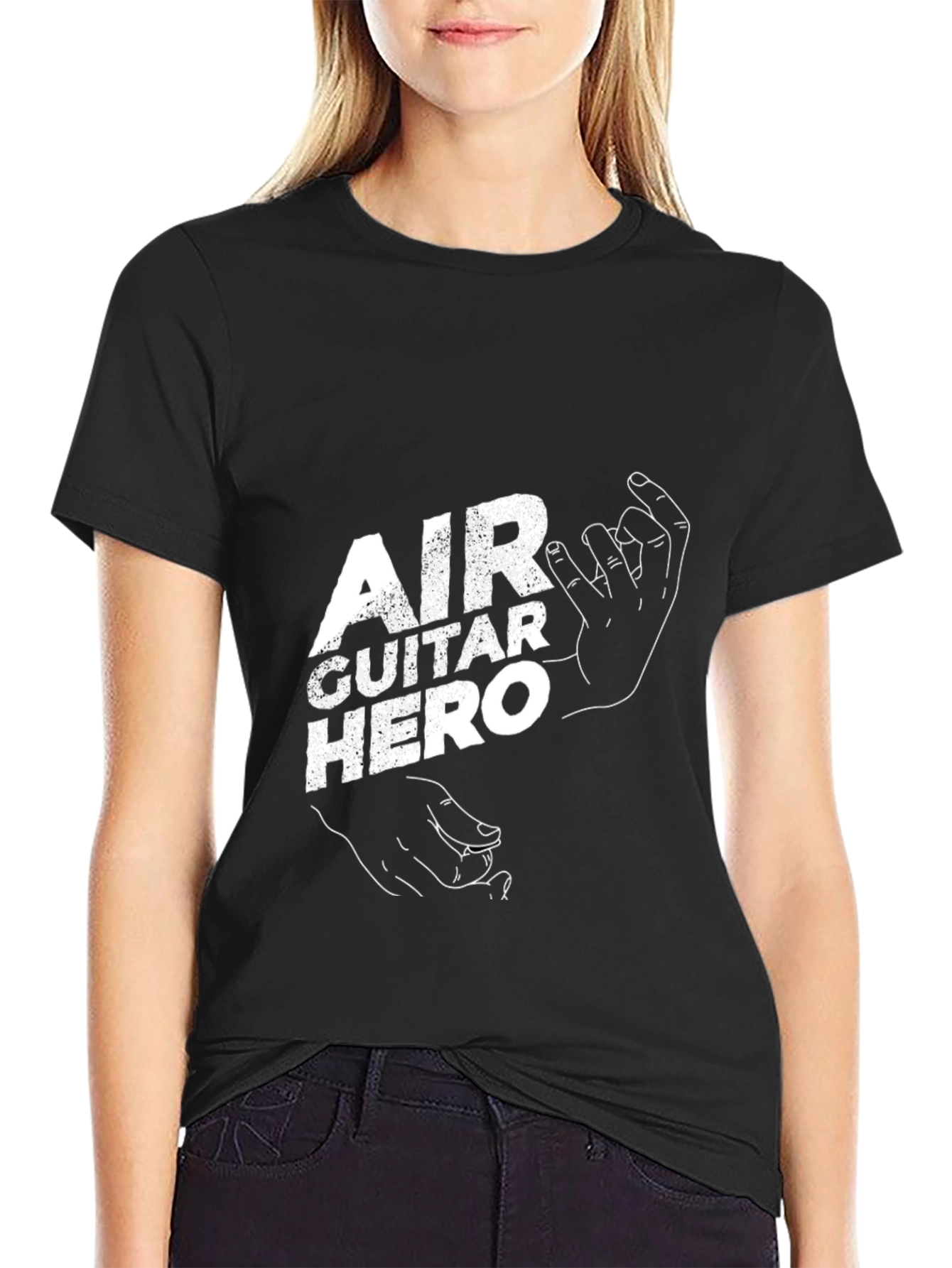 Camiseta Negra Air Guitar Hero