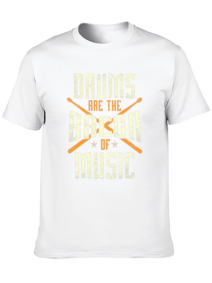 Camiseta Negra: Drums Are The Bacon Of Music