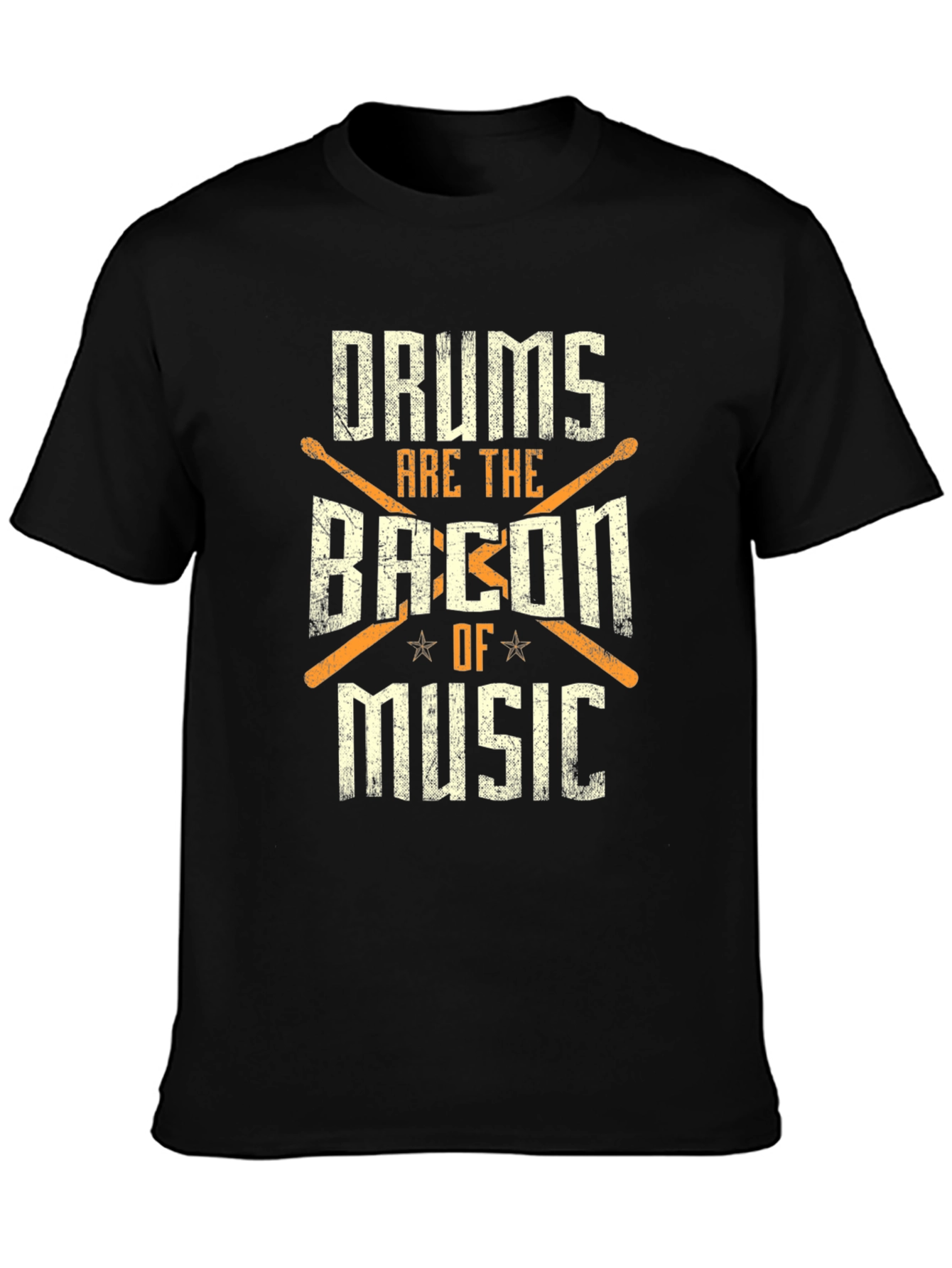 Camiseta Negra: Drums Are The Bacon Of Music