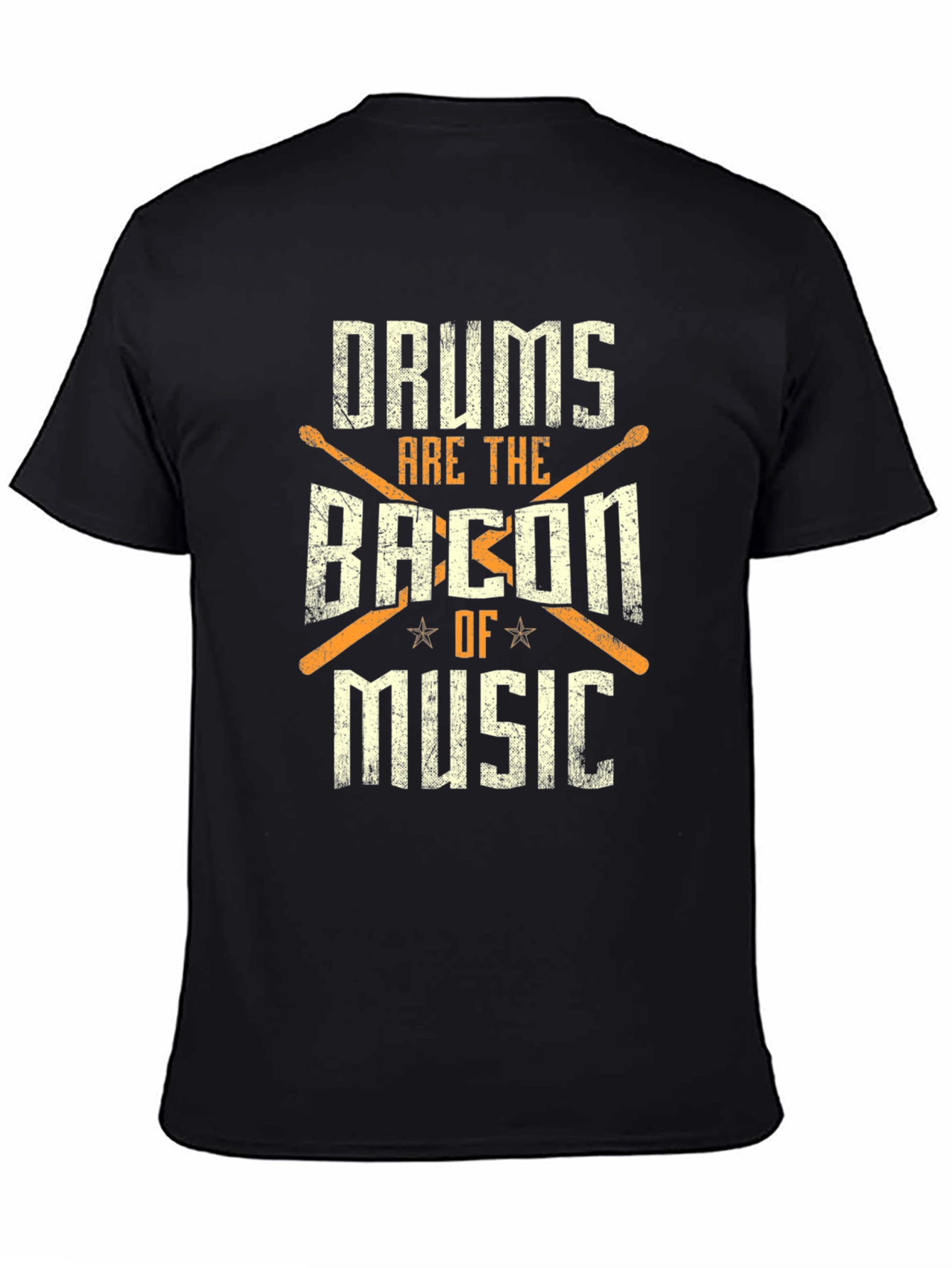 Camiseta Negra: Drums Are The Bacon Of Music