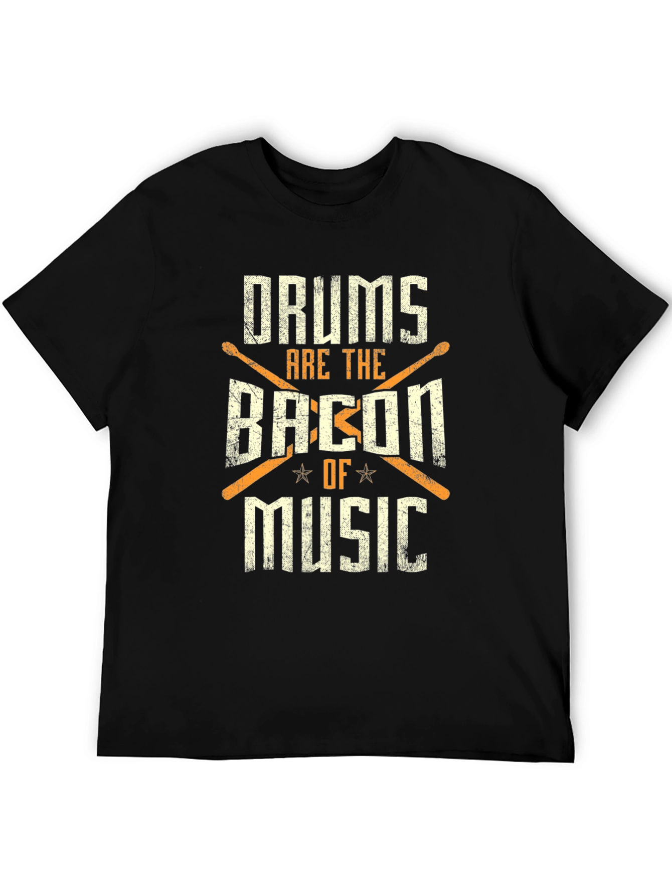Camiseta Negra: Drums Are The Bacon Of Music