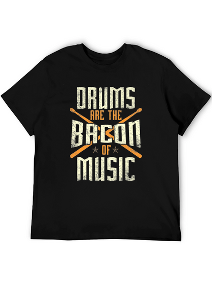 Camiseta Negra: Drums Are The Bacon Of Music