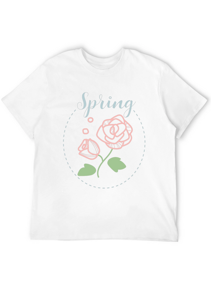 Camiseta Negra Floral Spring Para Hombre