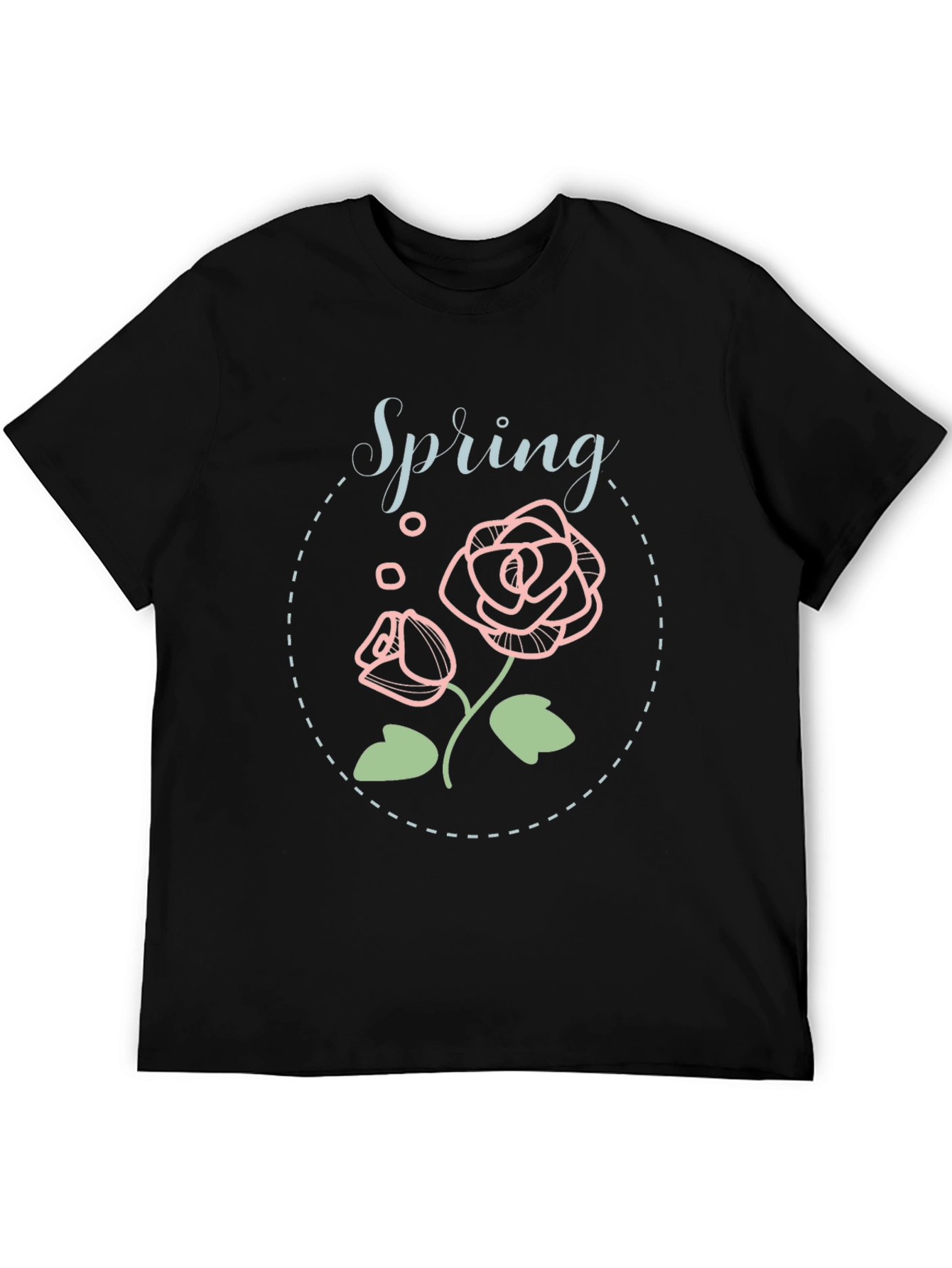 Camiseta Negra Floral Spring Para Hombre