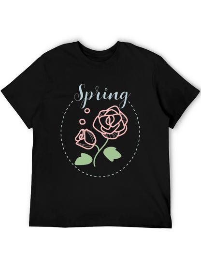 Camiseta Negra Floral Spring Para Hombre