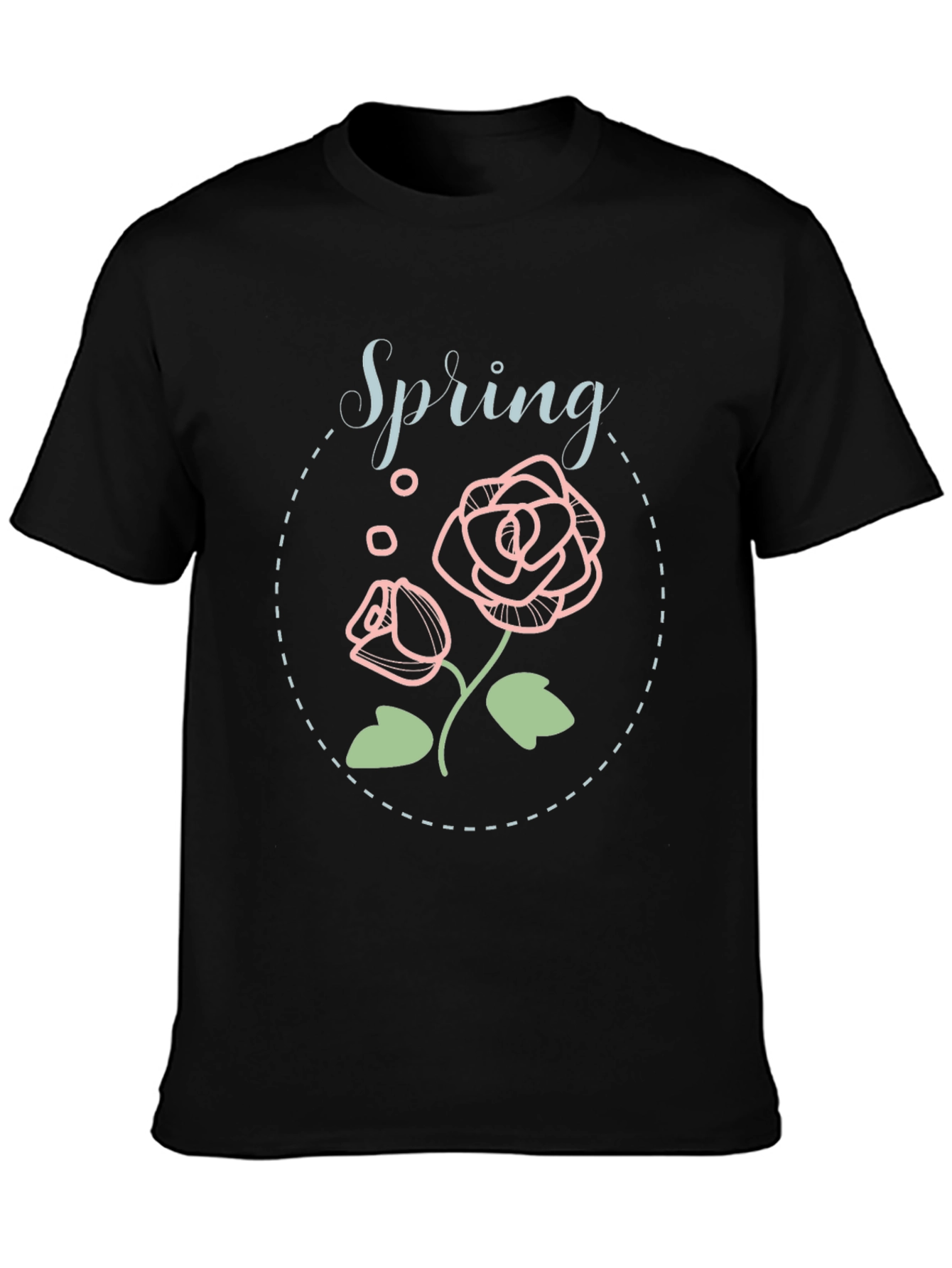 Camiseta Negra Floral Spring Para Hombre
