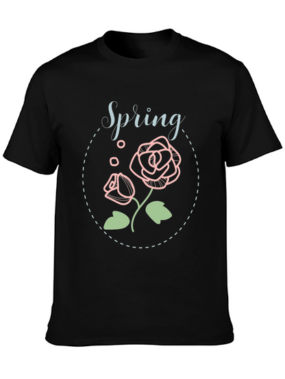 Camiseta Negra Floral Spring Para Hombre
