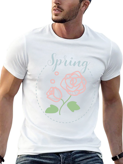 Camiseta Negra Floral Spring Para Hombre