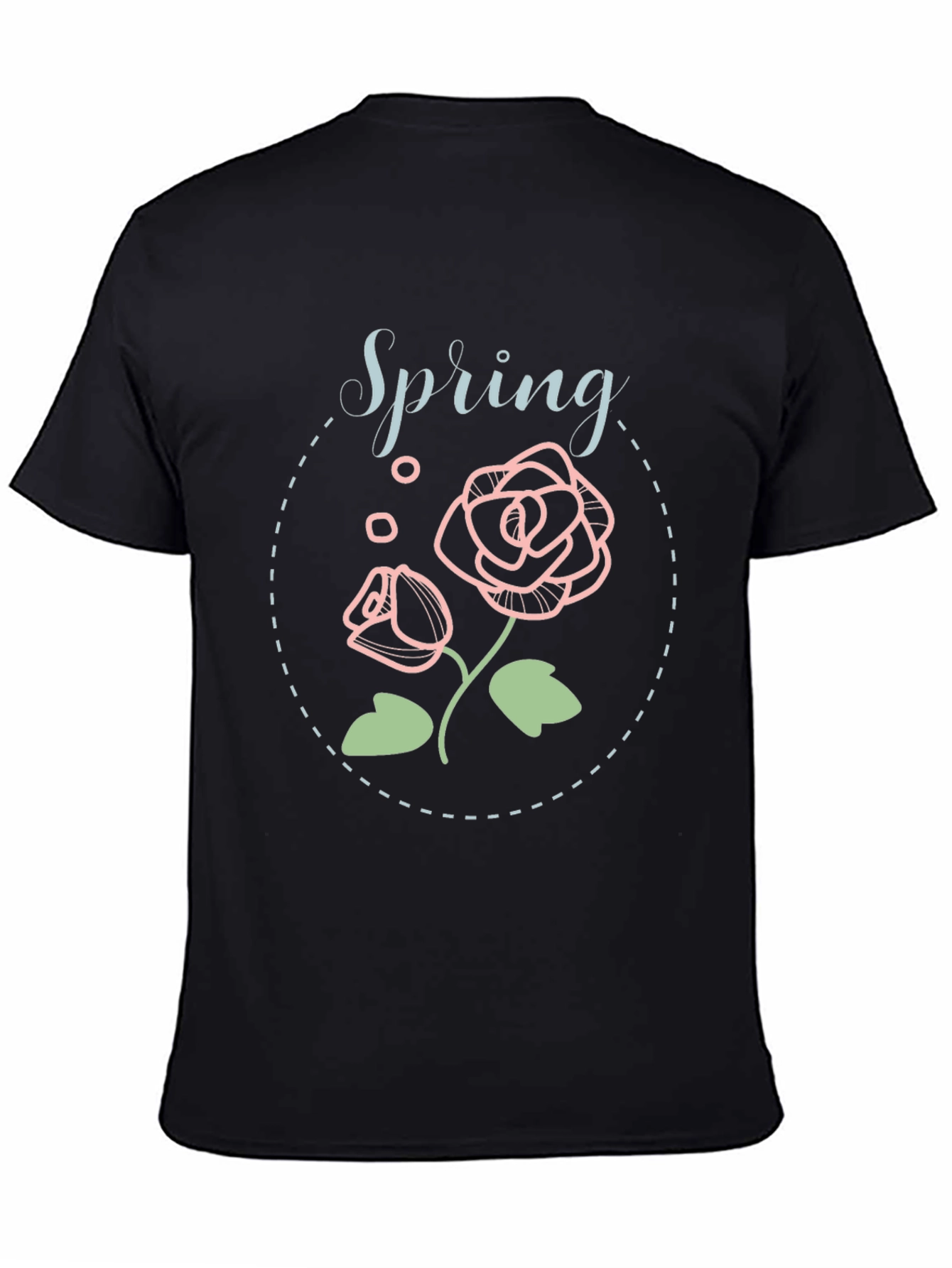 Camiseta Negra Floral Spring Para Hombre