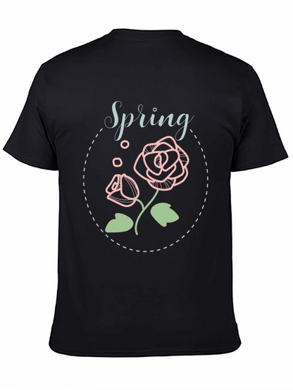 Camiseta Negra Floral Spring Para Hombre
