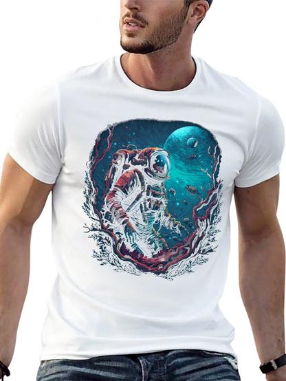 Camiseta Negra con Diseño de Astronauta Submarino