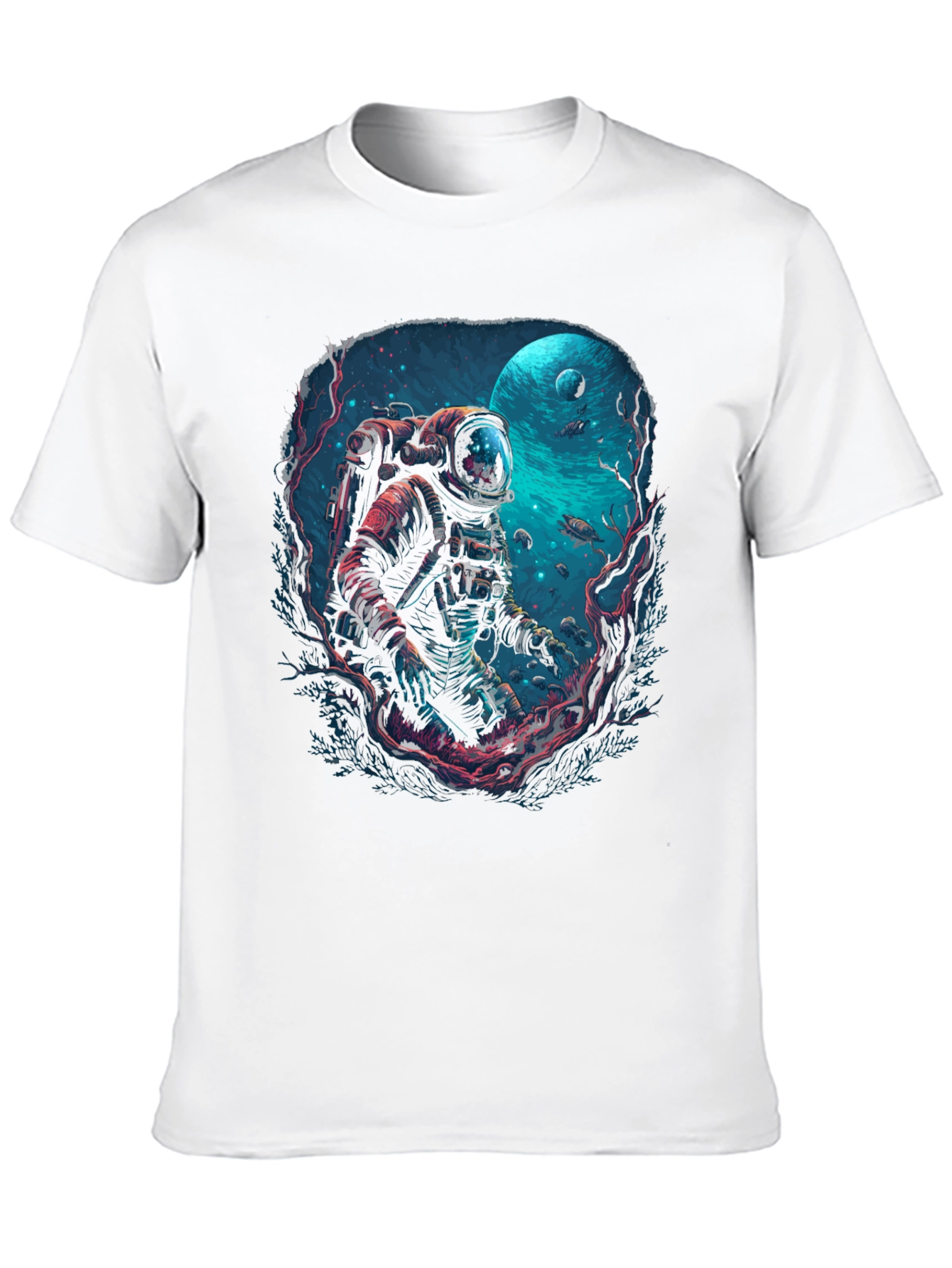 Camiseta Negra con Diseño de Astronauta Submarino