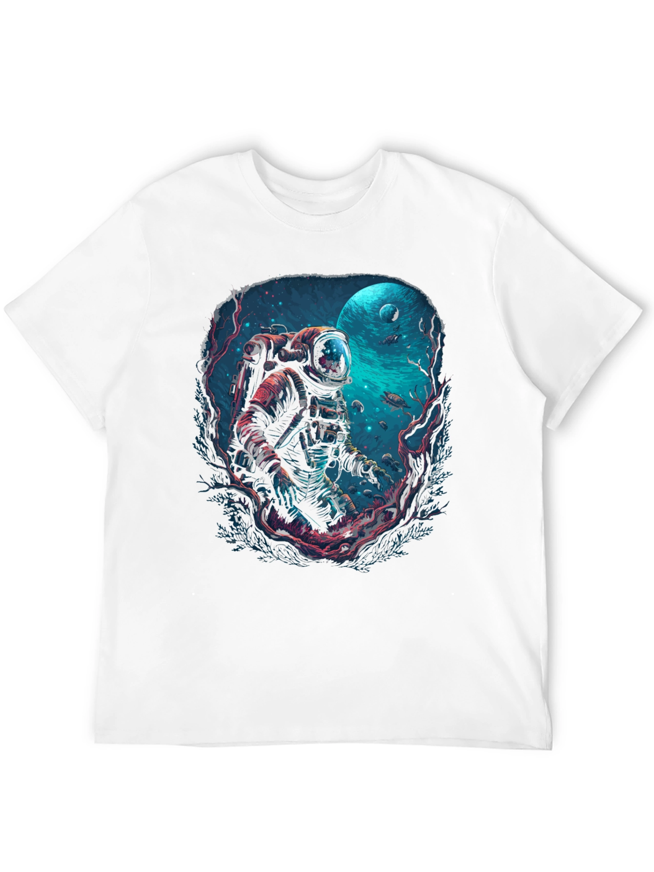 Camiseta Negra con Diseño de Astronauta Submarino