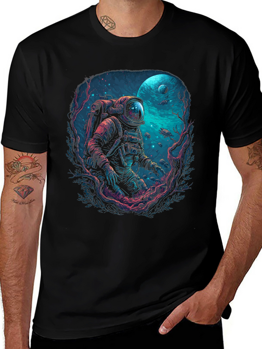 Camiseta Negra con Diseño de Astronauta Submarino