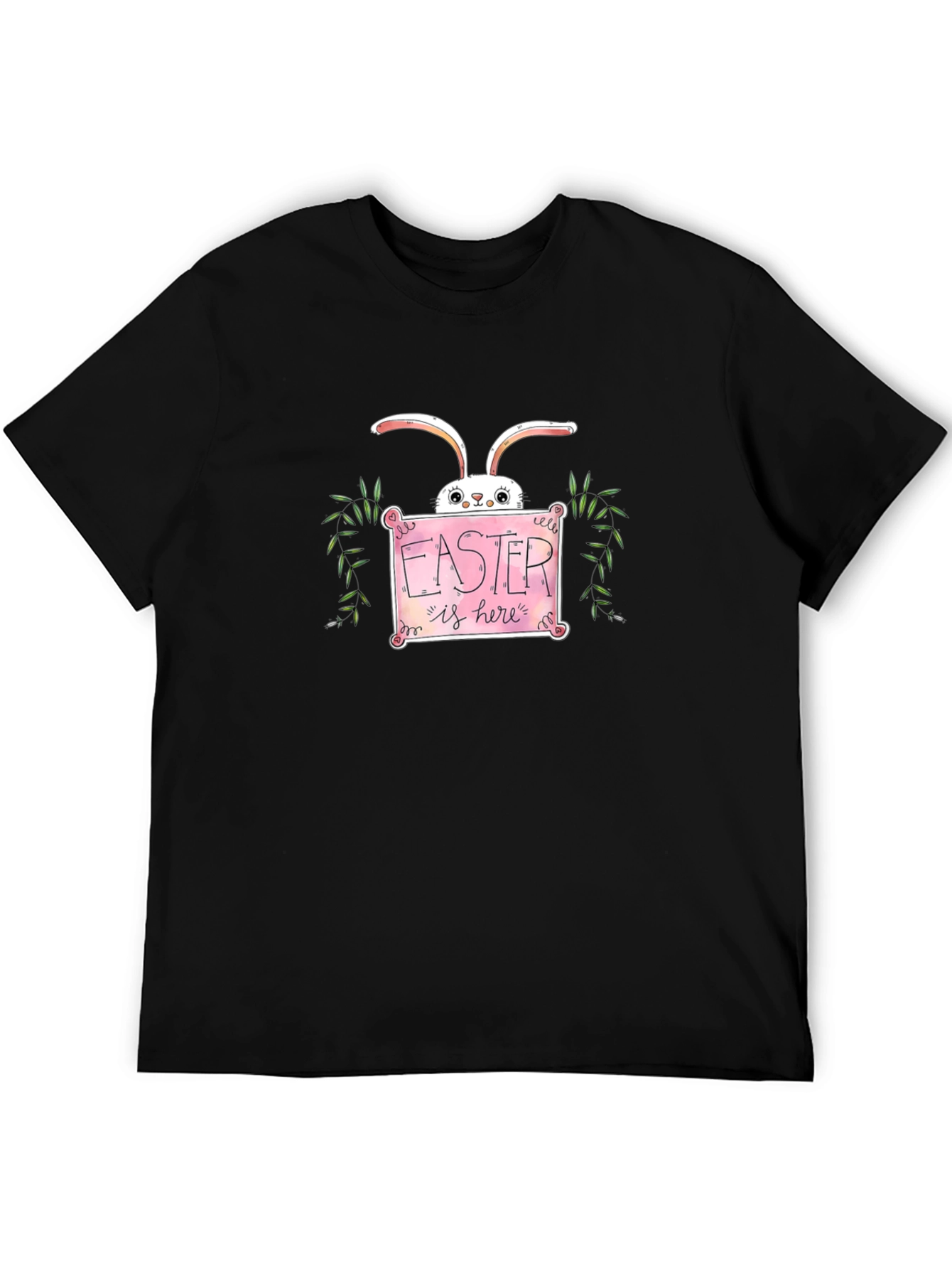 Camiseta Negra Conejo de Pascua Easter is here
