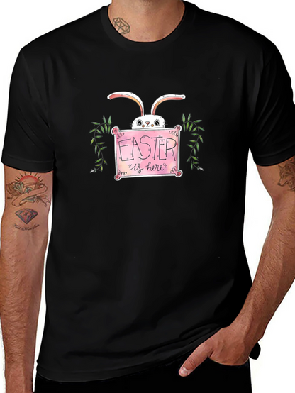 Camiseta Negra Conejo de Pascua Easter is here