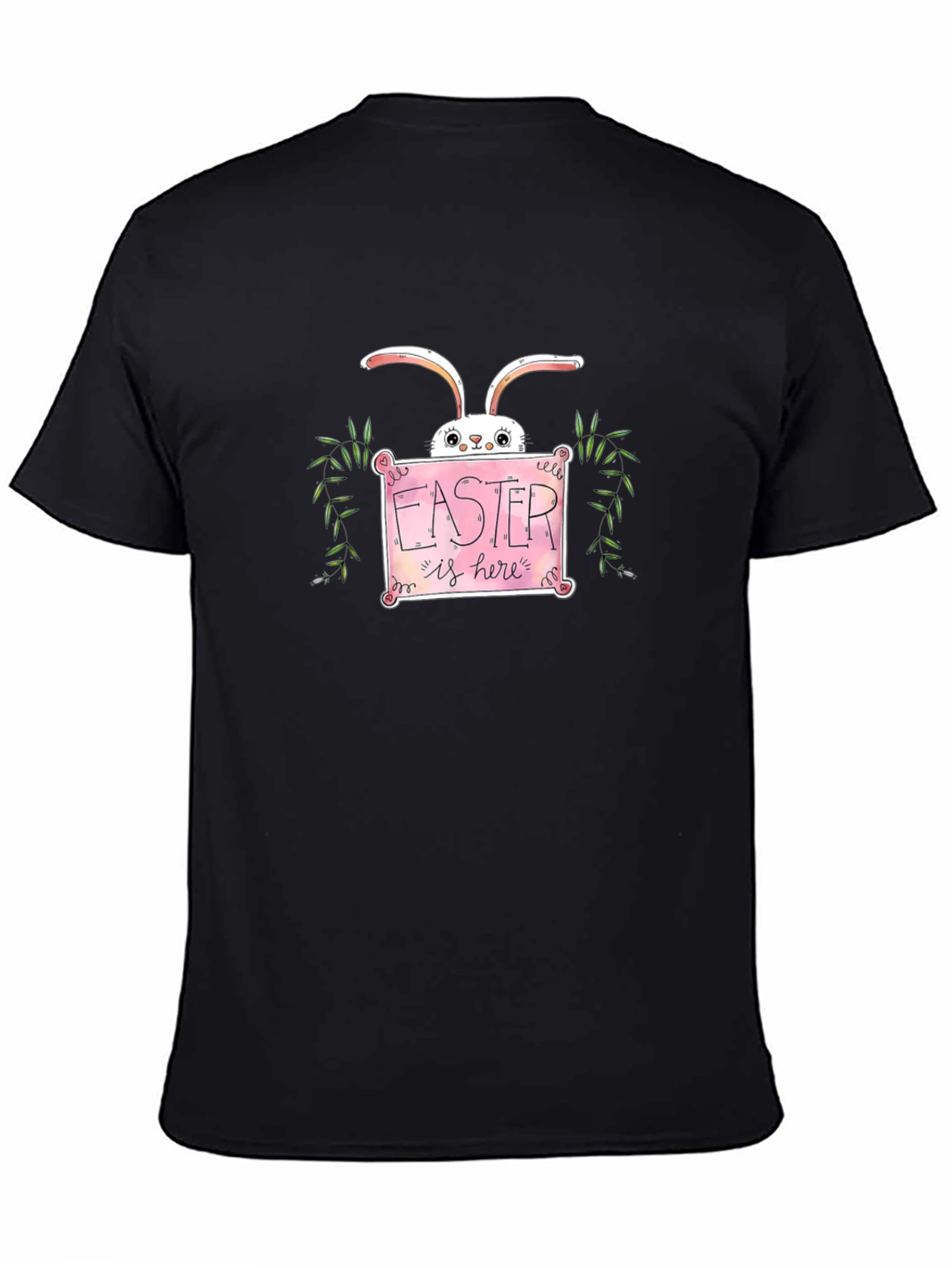 Camiseta Negra Conejo de Pascua Easter is here