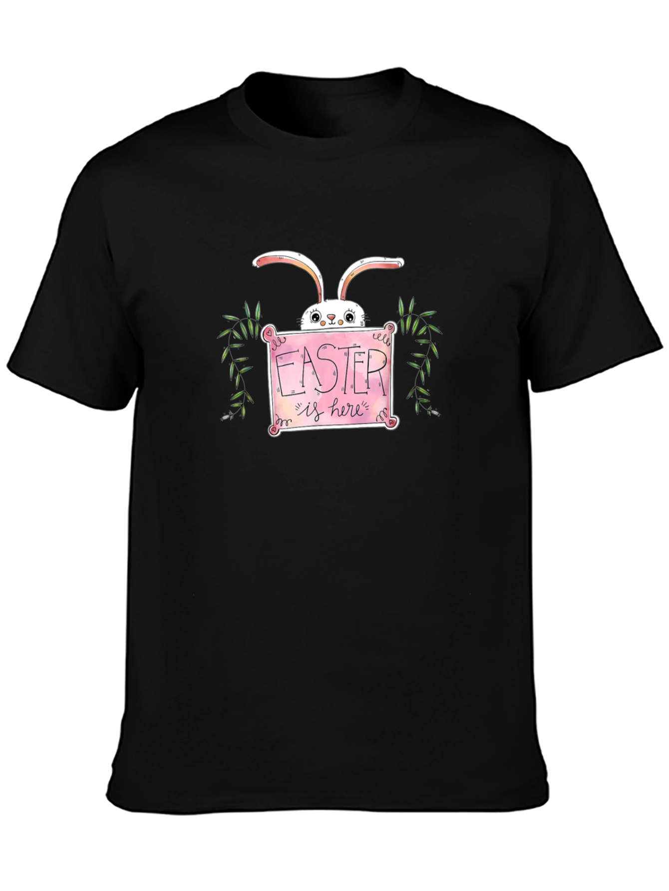 Camiseta Negra Conejo de Pascua Easter is here
