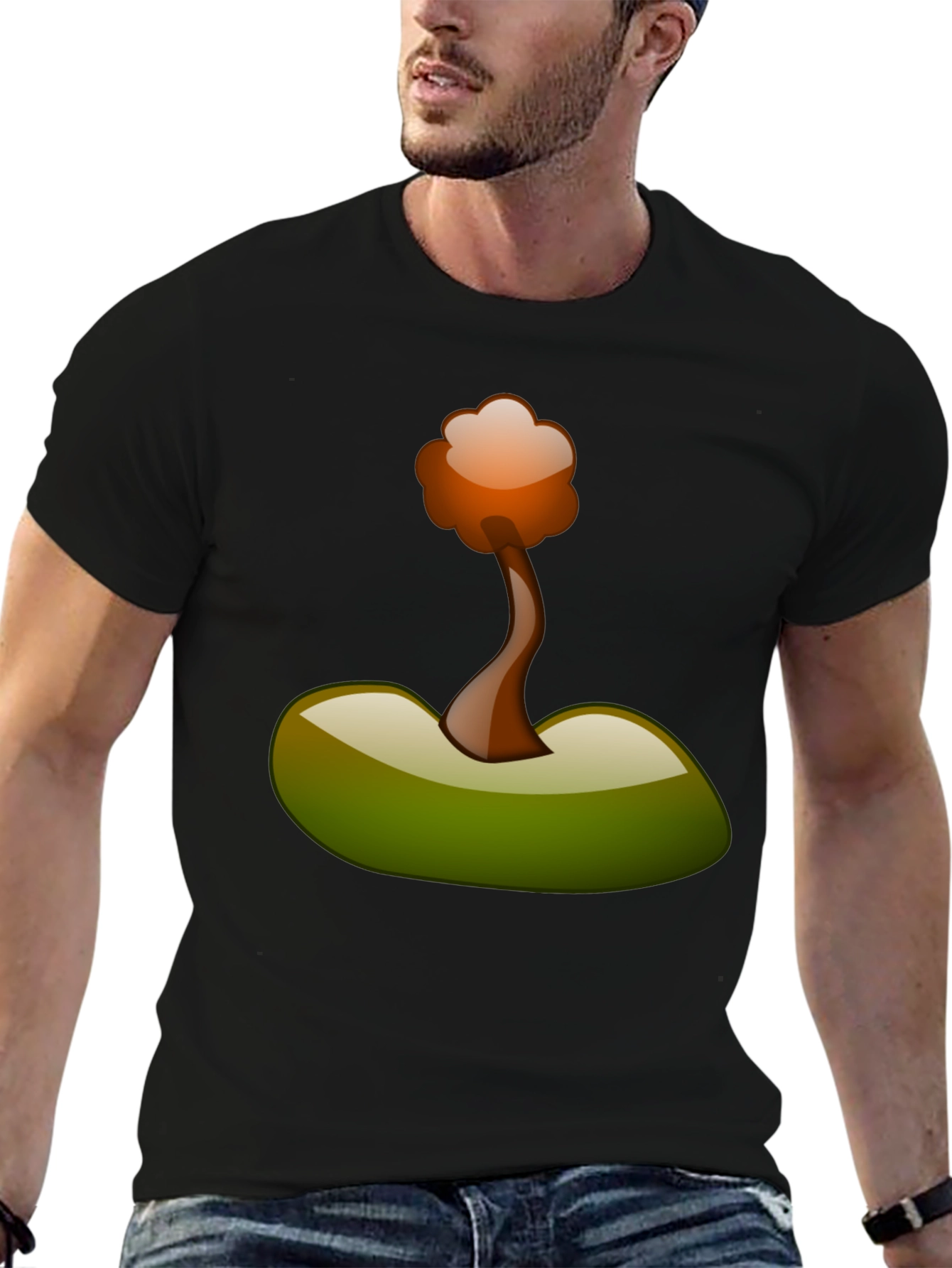 Camiseta Negra con Diseño Abstracto de Árbol