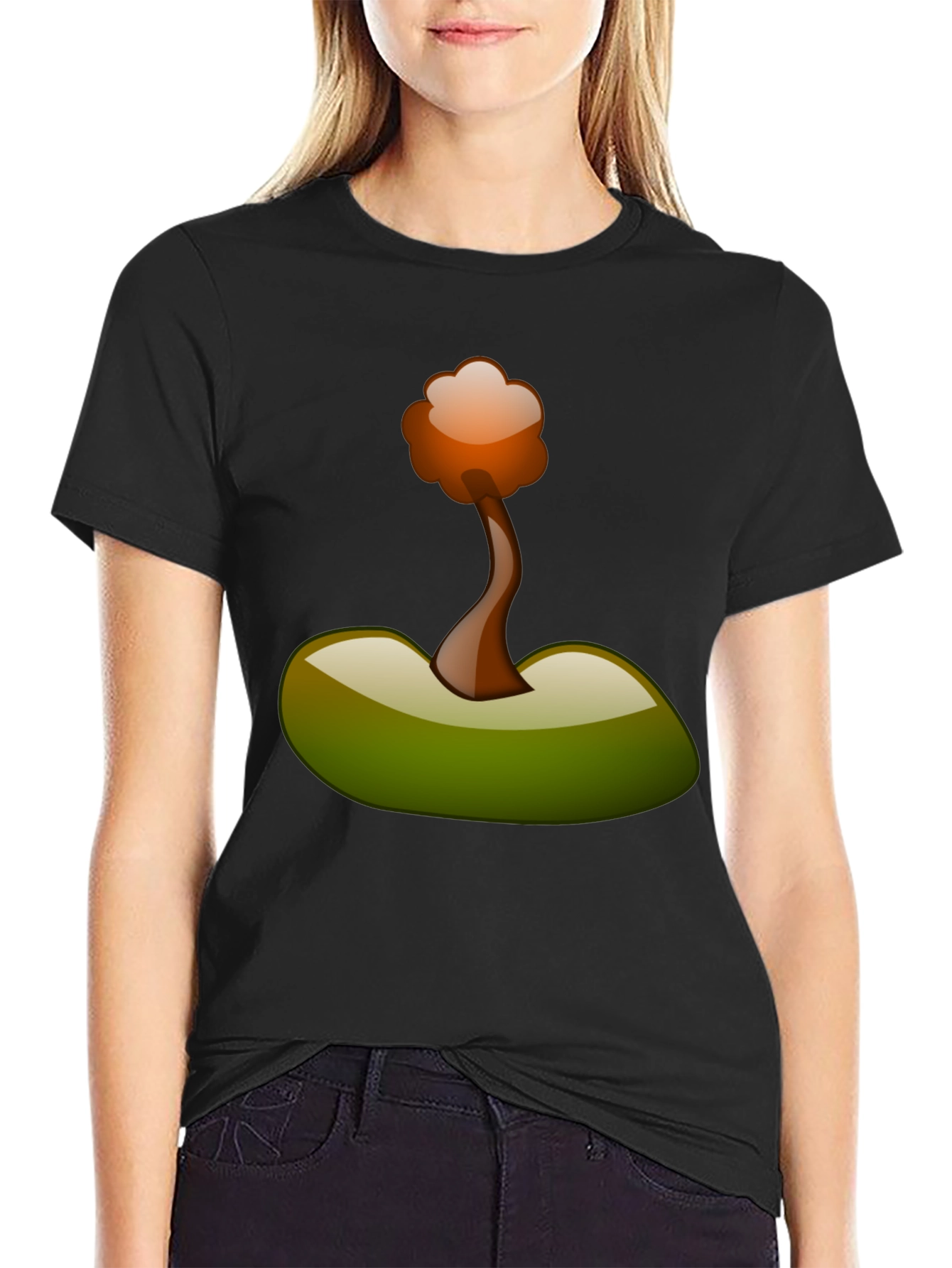 Camiseta Negra con Diseño Abstracto de Árbol