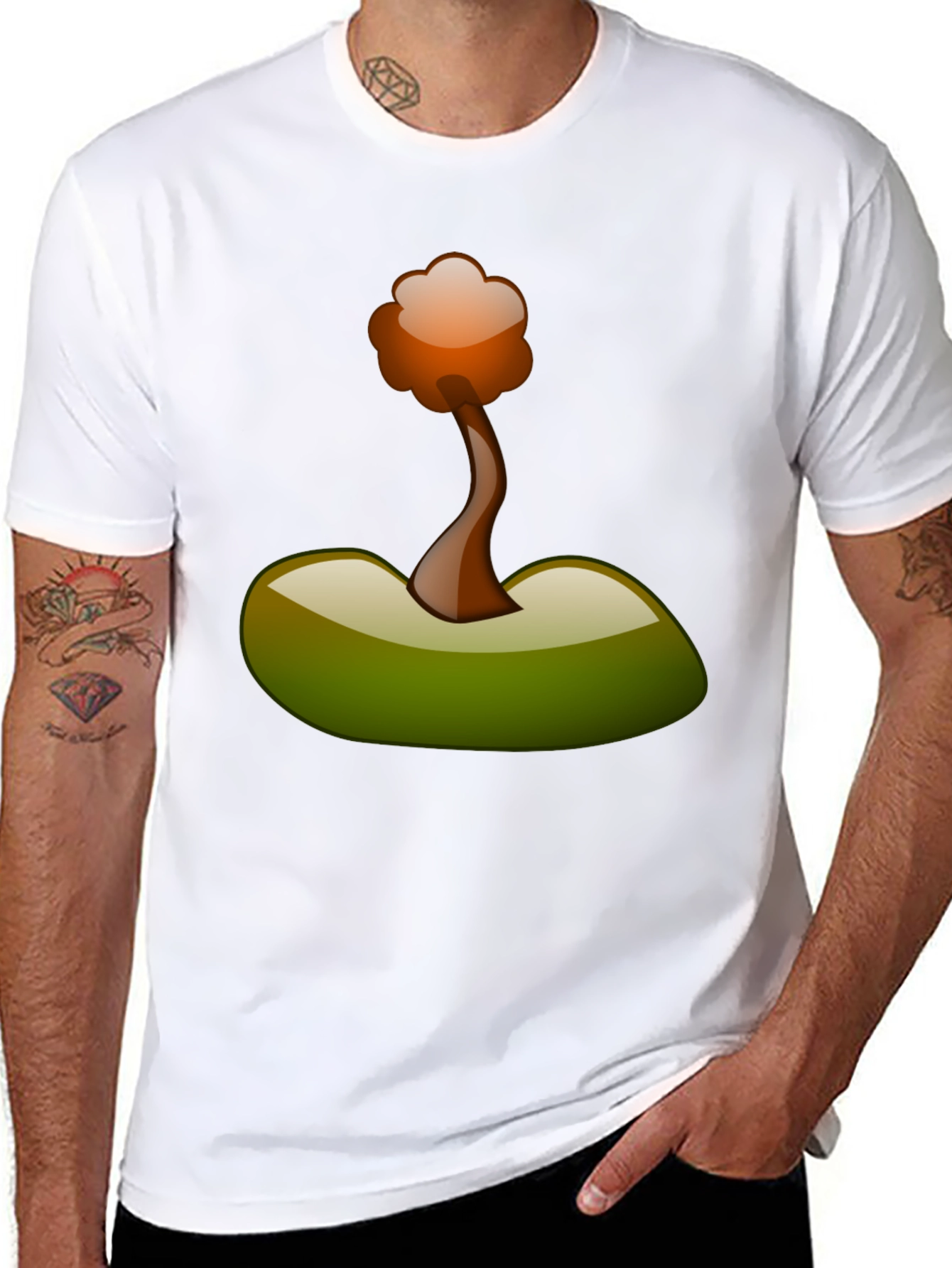 Camiseta Negra con Diseño Abstracto de Árbol