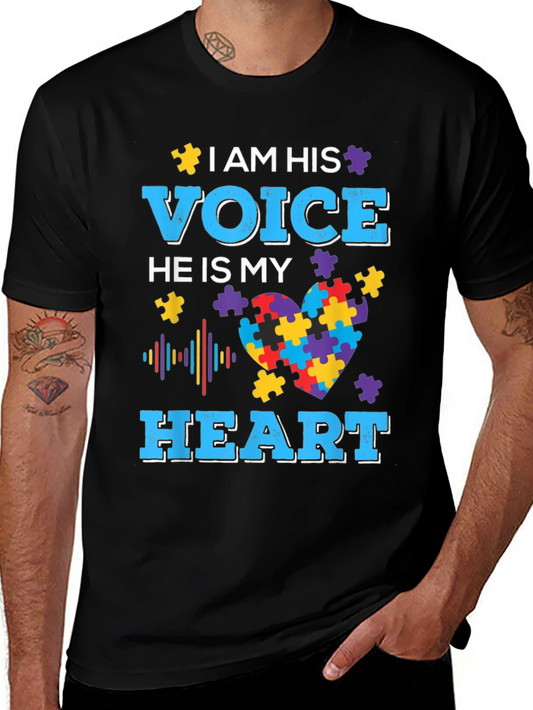 Camiseta I am his voice he is my heart Autismo