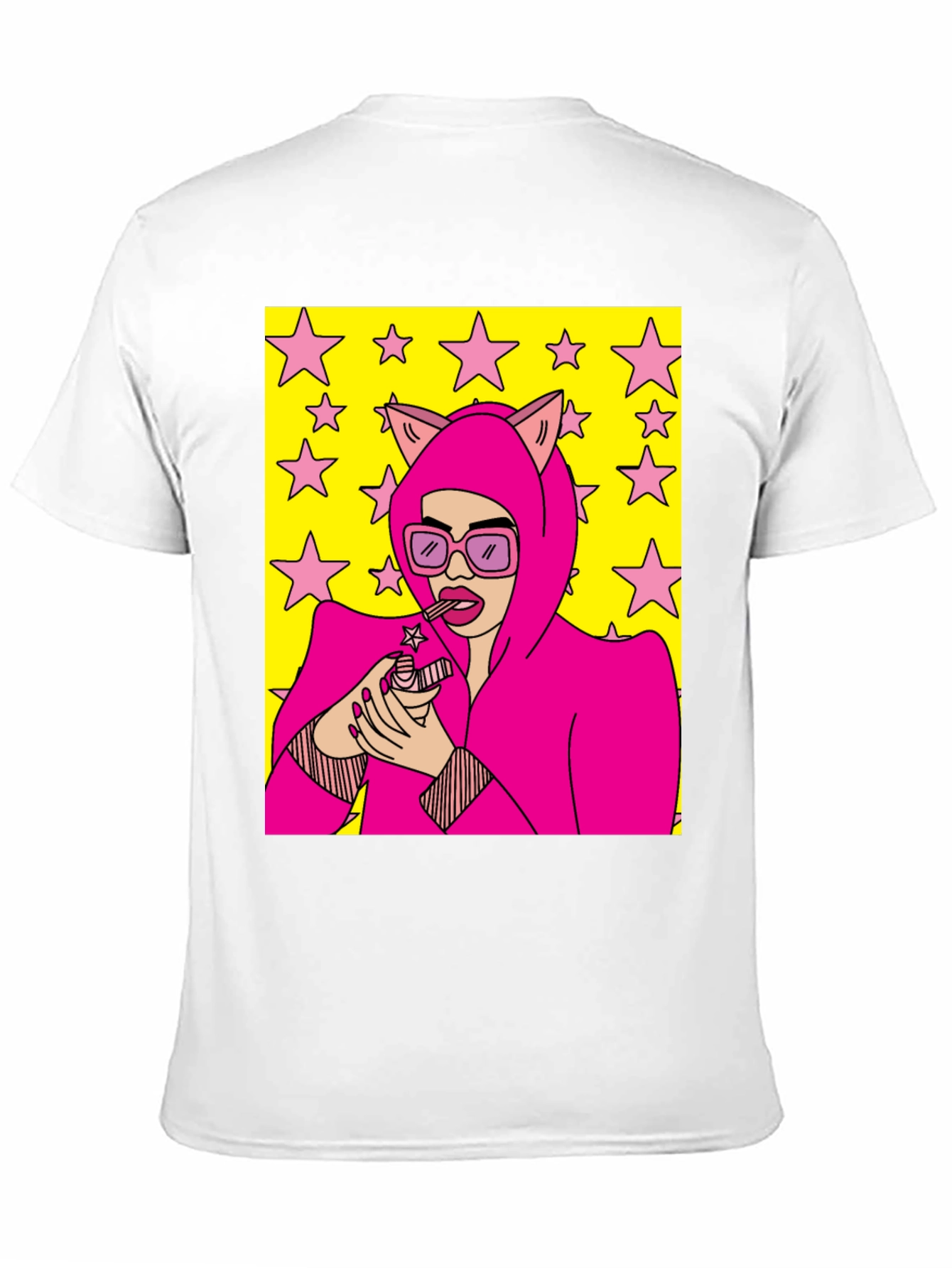 Camiseta Negra con Diseño Pop Art Femenino
