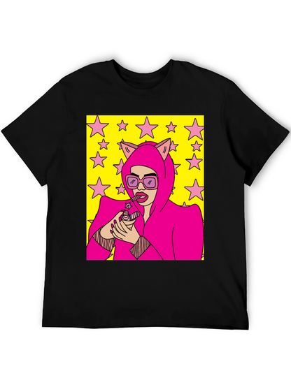 Camiseta Negra con Diseño Pop Art Femenino