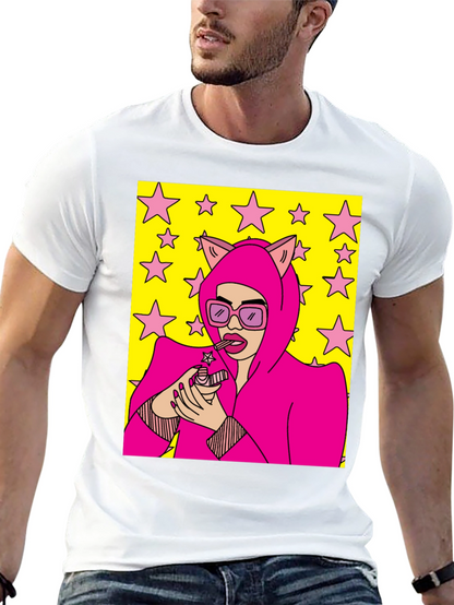 Camiseta Negra con Diseño Pop Art Femenino